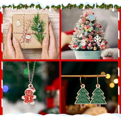SANNIX 350Pcs Christmas Charms for Jewelry Making, Gold Enamel Xmas Charms - color: Christmas Color