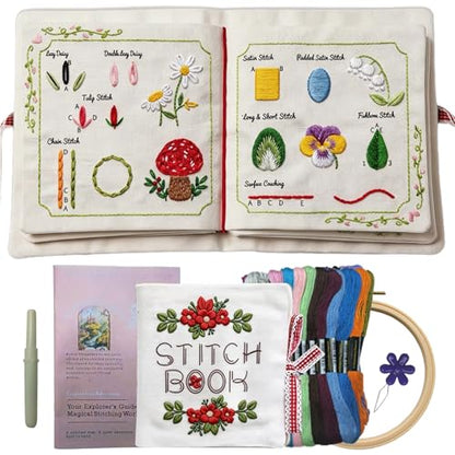 Herdiese Embroidery Stitch Book Kit for Beginners with 32 Stitches