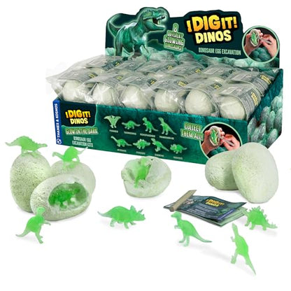 Thames & Kosmos I Dig It! Glow-in-the-Dark Dinosaur Egg Excavation Gift Set | 24 Excavation Kits w/Dino Figures | Party Favors, Stocking Stuffers, Easter Baskets | Collect 8 Unique Glowing Dinos