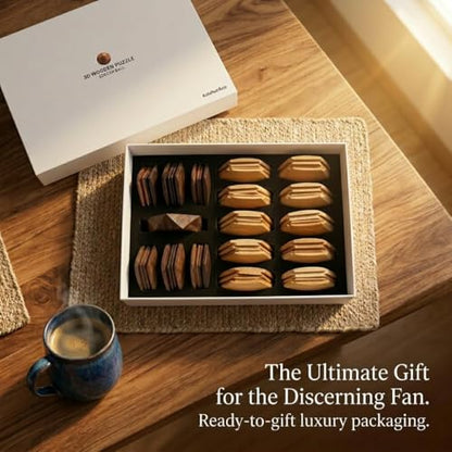 3D Wooden Soccer Ball Puzzle for Adults, Walnut and Beech Desk Décor,Gift - style: Walnut + Beech