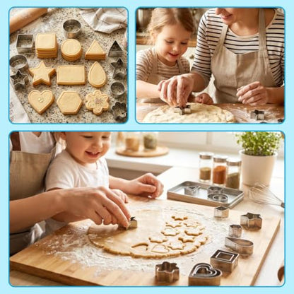 Fireboomoon 30 Pcs Mini Cookie Cutter Set, Stainless Steel Geometric Cutter - color: Silver 30pcs