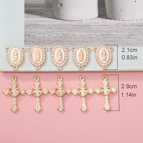 Jiali Q 20 Piece Set Rhinestone Cross Connectors and Pendants for Jewelry Making (Gold) - color: GOLD