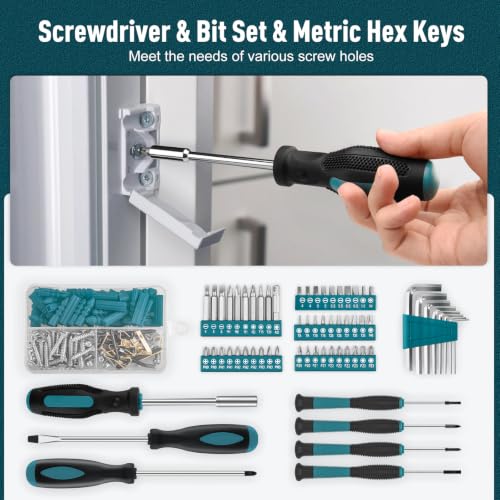 Sundpey 281 Pcs Home Tool Kit Portable Complete General Hand Tool Set Blue - color: Blue
