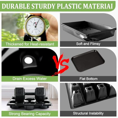 RooTrimmer 6 Inch Plastic Plant Pots 30 Pack and 6 Cell Nursery Pots Trays 5 Pack, Sturdy Seeds Starting Germination Shuttle Carrying Trays, Black Nursery Planting Propagation 5 Sets - color: Black + Black, size: 6 Inch 30 Pack Pots With 5 Pack Trays