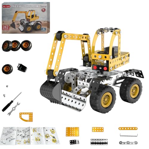Jixin Xyzhi 3D Metal Excavator Model Kit – Metal Building Kit, STEM DIY Construction Set for Kids Ages 8-16, Mechanical Model Toy, Creative Gift for Boys & Girls (Large Excavator) - style: Large excavator