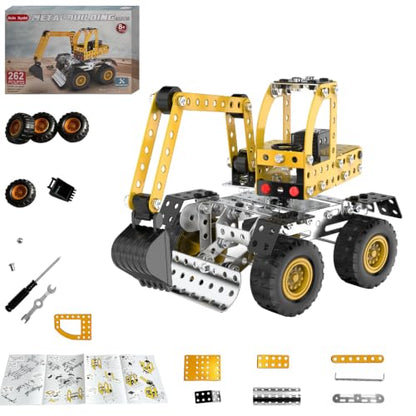 Jixin Xyzhi 3D Metal Excavator Model Kit – Metal Building Kit, STEM DIY Construction Set for Kids Ages 8-16, Mechanical Model Toy, Creative Gift for Boys & Girls (Large Excavator) - style: Large excavator