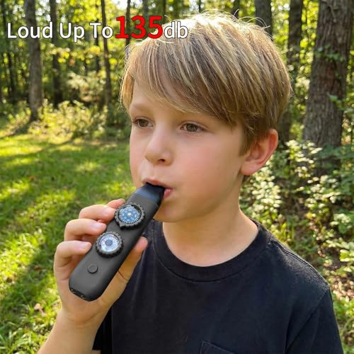 Multifunctional Survival Emergency Whistle for with Compass Hiking Survival, Thermometer & Neck Lanyard | Emergency Safety Gear for Hiking, Camping, Kayaking, Boating, Climbing - color: obsidian black