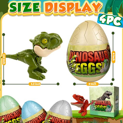 4 Pack Hatching Dinosaur Eggs for Kids Boys, Travel Toys Essentials for Toddlers Kids Dinosaur Eggs Surprise Birthday Gift Toys for Boys Aged 3 4 5 6 7 8 Year Old Christmas Stocking Stuffer Easter