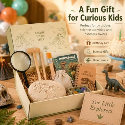 Homoyoyo Archaeology Kit for Kids Dinosaur Digging Kit with 3 Wooden Hammers 3 Wooden Chisels 3 Wood Brushes and 3 Magnifiers Educational Digging Tools for Science Learning and Hands on Play