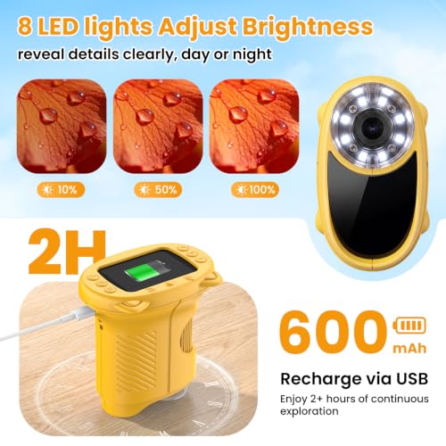 Alotwan Kids Microscope Handheld, Digital 1000X, 2.4" HD Screen - color: Yellow