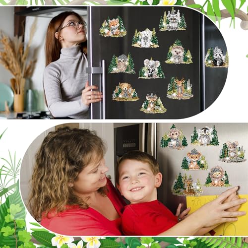 Xuhal 30 Pcs Wildlife Diamond Painting Magnets Diamond Art Kits for Adults - color: Woodland