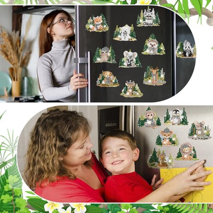 Xuhal 30 Pcs Wildlife Diamond Painting Magnets Diamond Art Kits for Adults - color: Woodland