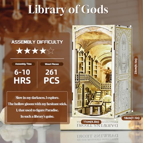 CCCDF Library of Gods Book Nook Kit, DIY Miniature House with LED - color: Library of Gods
