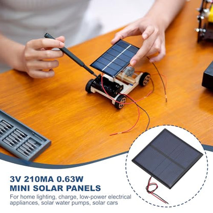 MECCANIXITY 5 Pcs 3V 0.63W 210mA Mini Solar Panels, Small Polycrystalline Solar Cell Panel with 2 Cable for DIY Electric Toy Materials Kits Charger, 70mm x 70mm - style: 3V 0.63W 210mA
