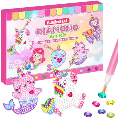 Labeol Diamond Art Kits for Kids with 5D Diamond Creat Your Own GEM Keychains Arts and Crafts for Kids Ages 8-12 Christmas Stocking Birthday Gifts for Kids 6+ - style: Dream