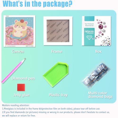 Libfx Diamond Art Kits for Kids with Frame Diamond Art for Girls Boys Beginners Arts and Crafts Birthday Gifts (Hamster) - color: hamster