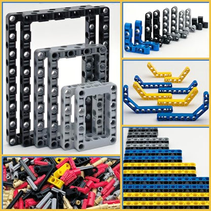 500 Pcs Technical Parts Bricks Set- Classic Frame Steering Beam Axles Connectors and Pins Building Blocks Accessories Compatible with Major Brands Tech Bricks