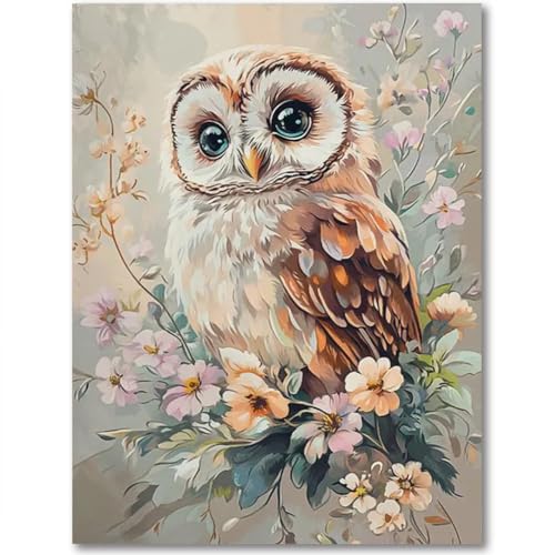 Diamond Art Kits for Adults - Owl Flower Diamond Painting Kits 12X16 inch - color: Owl Flower