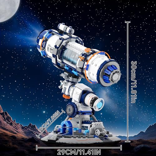 Space Telescope Building Set with Lighting, Models Kits for Adults and Teens to Explore The Solar System and Starry Skies, STEM Birthday Holiday for Space Enthusiasts, Kids 8+ (995 PCS) - color: Blue