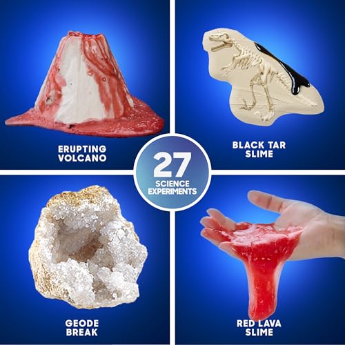 Discovery Planet Earth Science Kit for Kids| 27 Science Experiments| Erupting Volcano, Slime Lava, Geodes, Grow Crystals, Dino Fossil| STEM Geology Activity Set| Educational Learning Toy| Gift Ages 8+