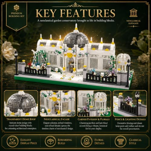 Neoclassical Garden Square Micro Mini Building Block Set - color: White