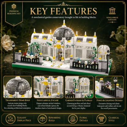 Neoclassical Garden Square Micro Mini Building Block Set - color: White