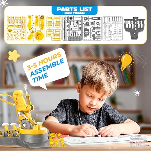Hydraulic Robot Arm STEM Building Toy, 220 Pcs Engineering Kit