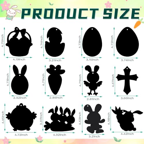 JULMELON 36Pack Easter Crafts for Kids, Bunny Rainbow Scratch Art Paper - style: Easter Crafts