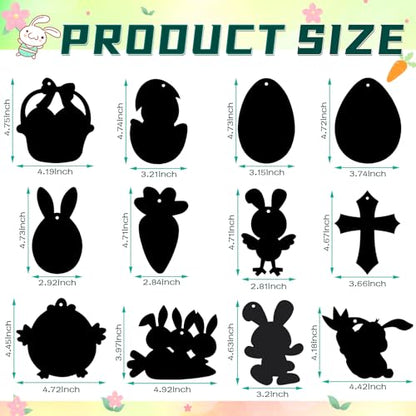 JULMELON 36Pack Easter Crafts for Kids, Bunny Rainbow Scratch Art Paper - style: Easter Crafts