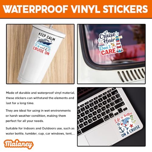 MAIANEY [10Pcs, 3x3] Funny Cruise Stickers Pack 10 Waterproof Vinyl Cruise Ship Stickers for Luggage, Laptop, Water Bottle – Vacation Travel Decals for Cruise Lovers – Gift for Men Women - color: Cruise