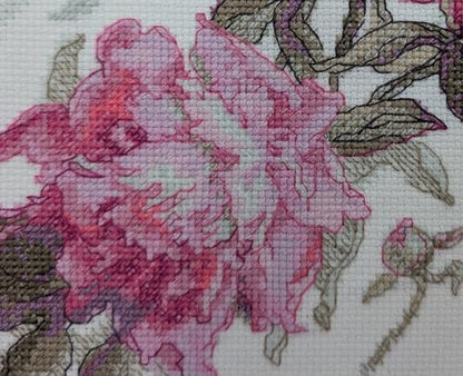 Aine A1010 Peonies. Whisper Counted Cross Stitch Kit 7 x 6 in - size: Peonies. Whisper