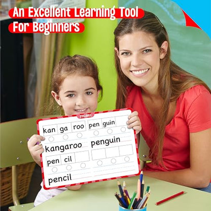 8 Packs Phonemic Awareness Dry Erase Board, Double Sided Dry Erase Board Writable and Erasable Phonics Learning White Board for Kids, Students, Classroom and Home (Each Measures 12” x 9”) - color: Phonemic Awareness