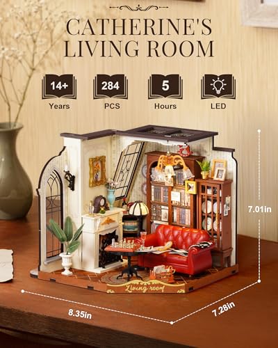 Rolife Living Room DIY Miniature House Kit with LED Light