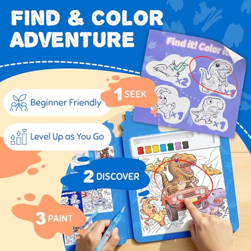 JoyCat Find & Color Paint with Water Coloring Books for Toddlers - style: Dinosaurs