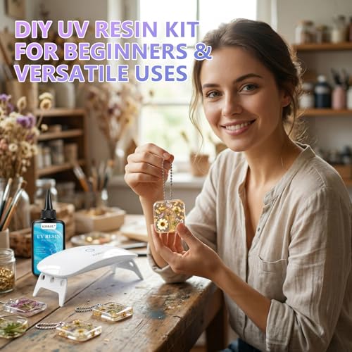 KISREL 200g UV Resin Kit with Light and Molds, Big 22 LED Beads Resin Kit - size: UV200g+22Lamp Beads