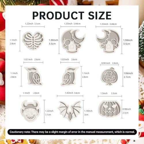 9pcs Halloween Polymer Clay Cutters - color: Halloween Skeleton