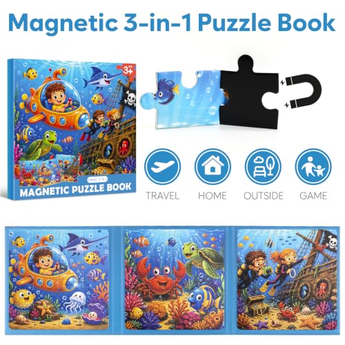 Biarek Underwater Adventure Magnetic Puzzles for Kids 3-5, 61-Piece Set - color: Underwater Adventure - 61 Pieces