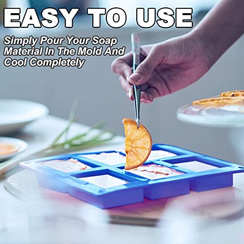 LERYKIN 3 Pack Silicone Soap Molds, 6 Cavities Rectangle Silicone Mold, Great for Homemade Craft Soap Mold, Chocolate, Cake Molds ＆ Ice Cube Tray - Just Pop Out（Pink & Blue & Purple） - color: Pink+Blue+Purple - Rectangle