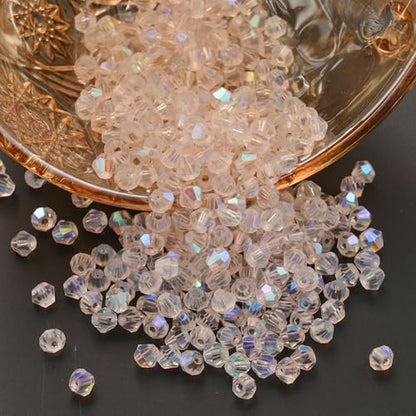 1000pcs 4 mm Bicone Crystal Beads Faceted Crystal Glass Beads Bulk for Jewelry Making DIY Necklace Bracelet Earring (Aqua Pink AB Color) - color: Aqua Pink AB