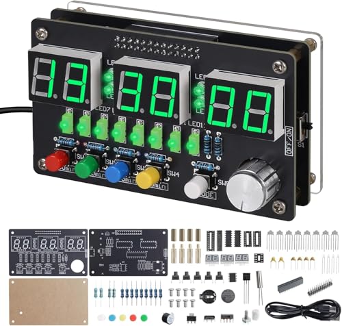 6 Bits Digital Clock Solder Practice Kit with Colorful Lighting, DIY Countdown/up 24-Hour Alarm Clock Soldering Projects for Student School Education and Adult Home Office Use