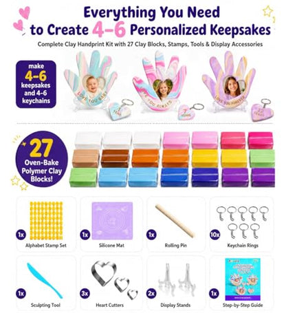 Polymer Clay Kit for Kids, Oven Bake Modeling Clay Handprint Keepsake Frame