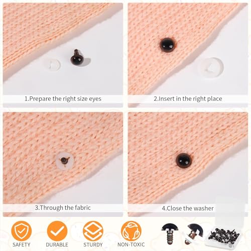 MUCUNNIA 80pcs 9mm Brown Safety Eyes for Crocheting with Washers - size: 9mm