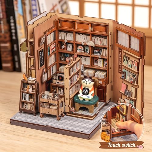 Fsolis Japanese Book Nook Kit - DIY Miniature House Kit - color: Antique Bookery of Kyoto