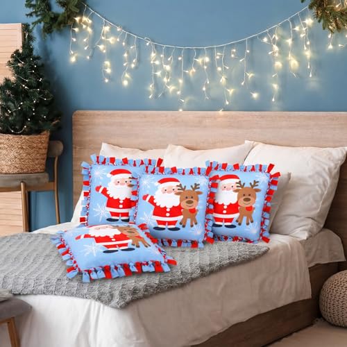 Chunful 6 Sets Christmas Tied Pillow Craft Kit Santa Claus Reindeer Decor - style: Christmas Reindeer