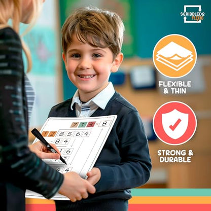 SCRIBBLEDO Long Division Practice 11”x14” Reusable Sheets Math Manipulatives for Classroom Teaching Materials 5th Grade Classroom Must Haves Special Education Math Centers 10-Pack Dry Erase Sheets - size: 11"W x14"H