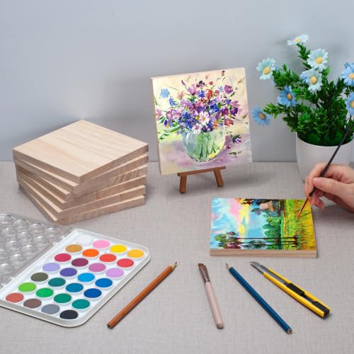 Wooden Blocks Wood Blocks for Crafts, 8 PCS 6″X6″X1/2″ Blank Wood Squares - size: 6″x6″x1/2″ - 8PCS