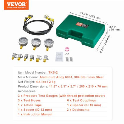 Hydraulic Pressure Test Kit, 250/400/600bar, 3 Gauges 6 Test Couplings 3 Test Hoses, Excavator Hydraulic Test Gauge Set with Portable Carrying Case for Excavator Tractors Construction Machinery - style: 3 Gauges 6 Test Couplings