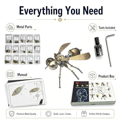 3D Metal Puzzle Mechanical Model Kit Steampunk Bee Insect 140+ Parts No Glue Build Premium Desktop Decor Christmas & Birthday Gift for Adults Hobbyists (Little Bee -B) - style: Little Bee -B