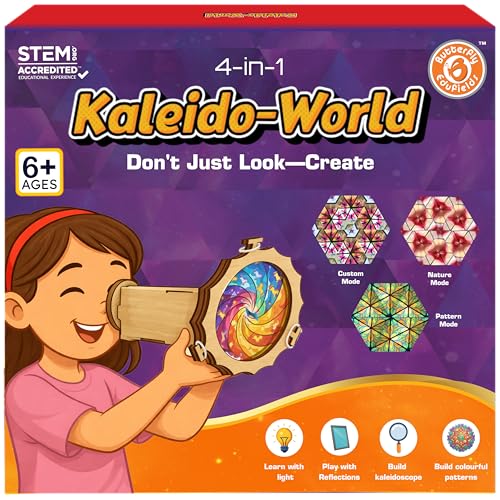 Butterfly EduFields 4-in-1 DIY Wooden Kaleidoscope Kit for Kids Ages 6-8-10 - style: 4in1 Kaleidoscopes kit