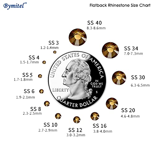 1440PCS Art Nail Rhinestones Non Hotfix Glue Fix Round Crystals Glass Flatback for DIY Jewelry Making with one Picking Pen (ss12 1440pcs, Smoked Topaz) - color: Smoked Topaz, size: ss12 1440pcs